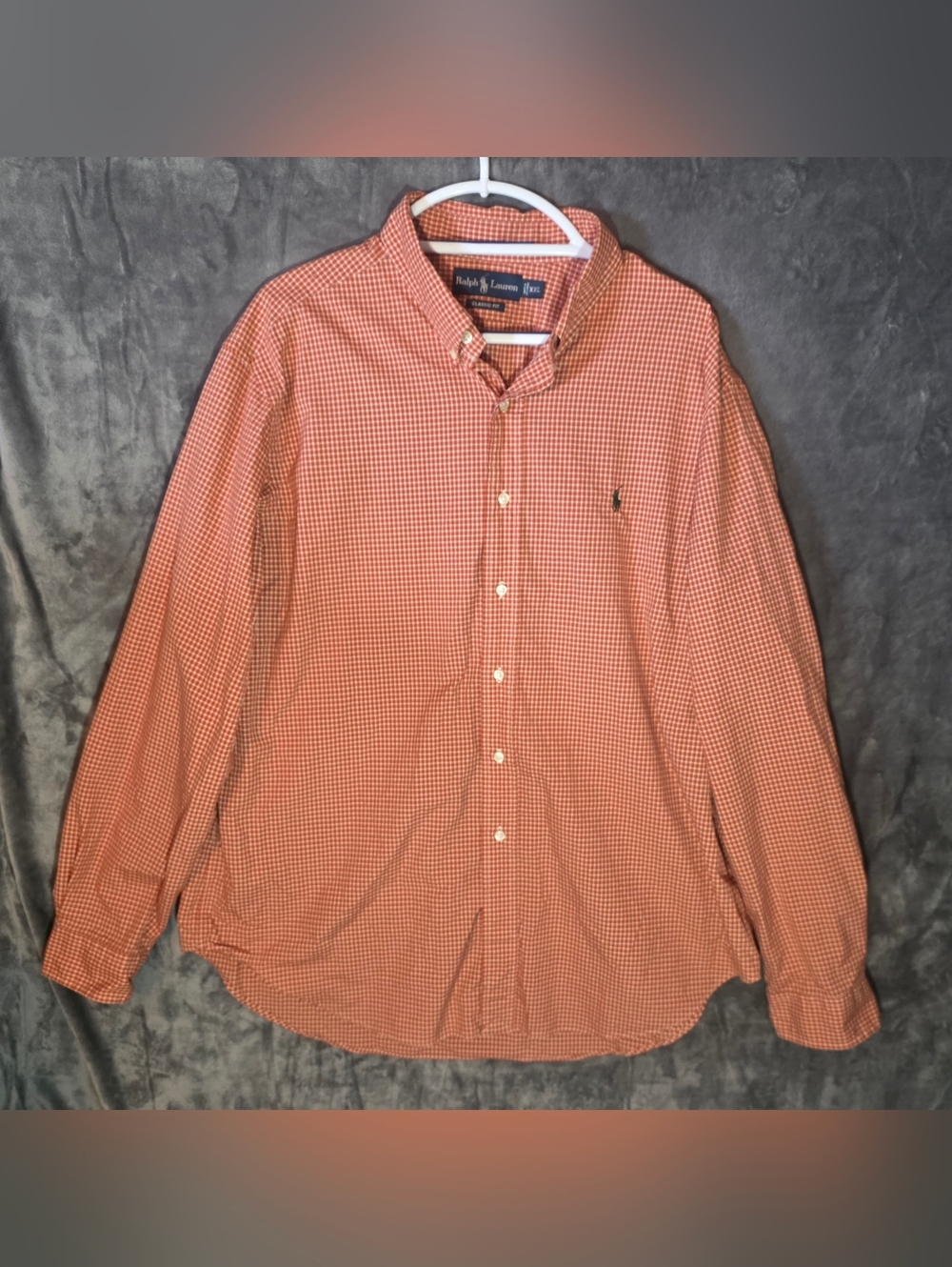 Ralph Lauren Orange Gingham Button-Down Shirt - Men's